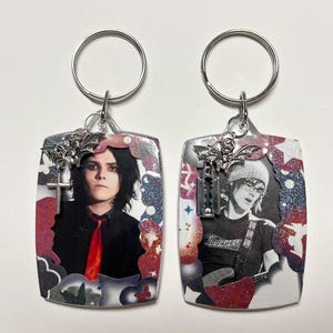Razor To The Rosary My Chemical Romance Gerard Mikey Way Photocard Keychain Double Sided Set of 2 (see item details for size)