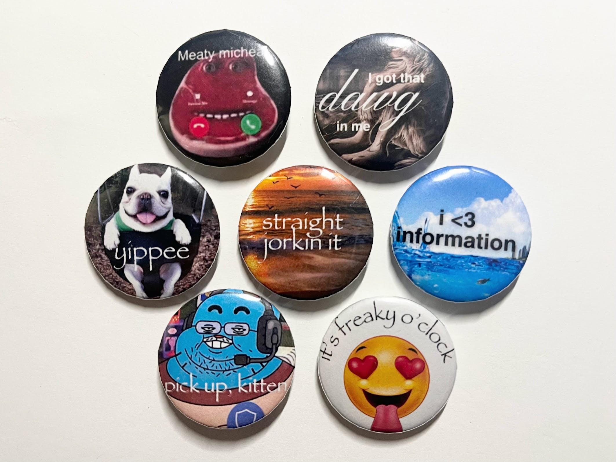Online memes pinback button set (1 or set of 4 or 7)