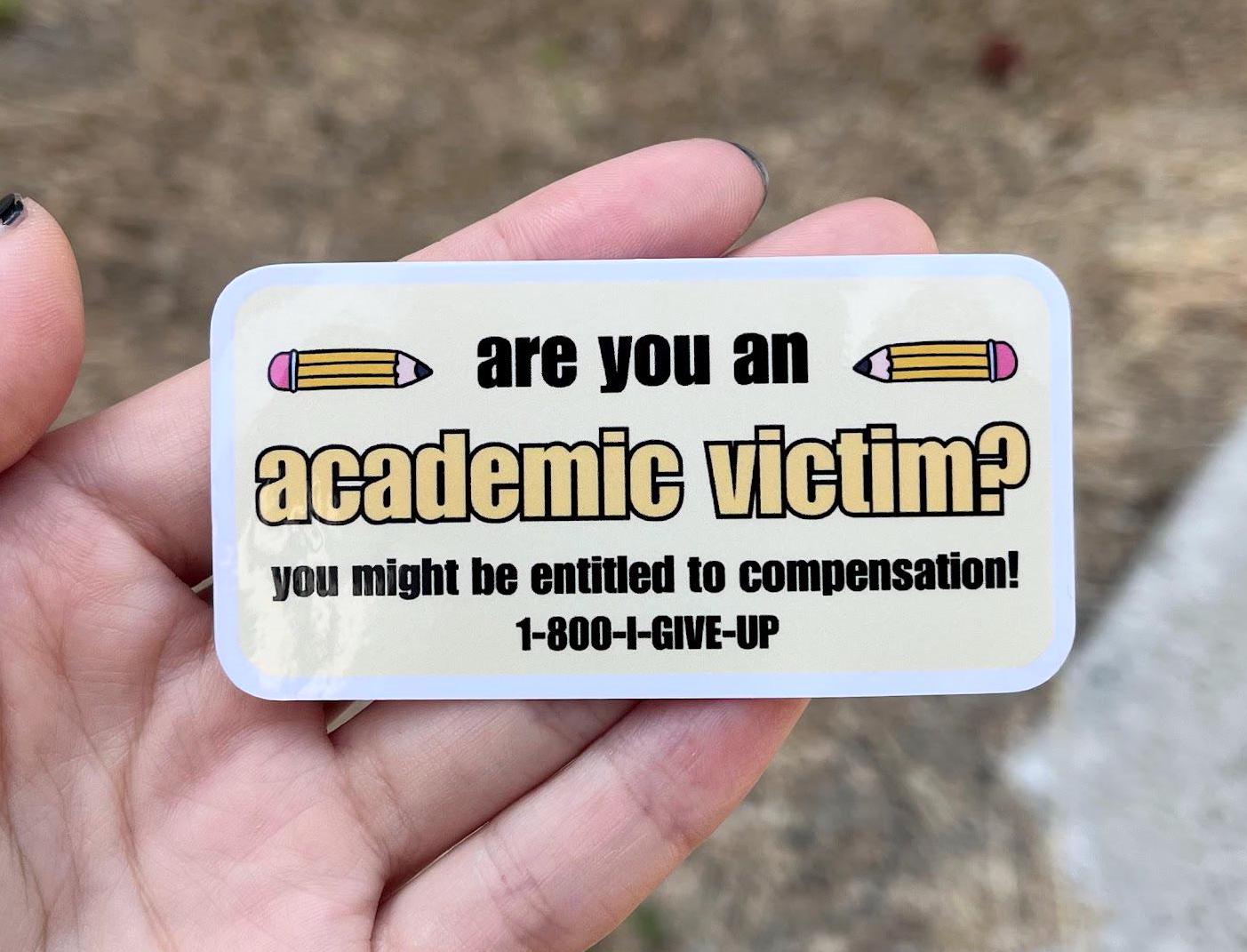 Victim Sticker Academic Victim Funny Glossy Die Cut Sticker 1.5x3