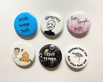 Pack of 2, 3 or 6 | 1.25" Pinback Buttons Set