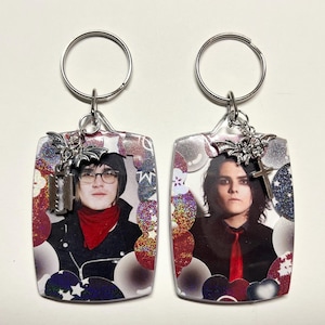 Razor To The Rosary My Chemical Romance Gerard Mikey Way Photocard Keychain Double Sided Set of 2 (see item details for size)