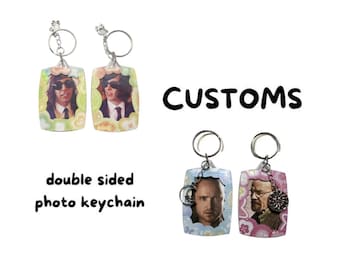 Llavero personalizado de doble cara con foto, hecho a mano y con dije (ver detalles del artículo para conocer el tamaño)