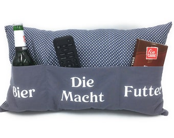 Männerkissen Geschenk Mann & Frau Sofakissen Graue Punkte Bier Geschenke Männer