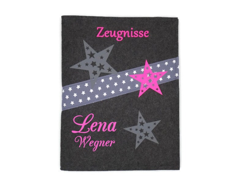 Certificate folder with nameA4incl.zeugniss Hefter Pink image 1