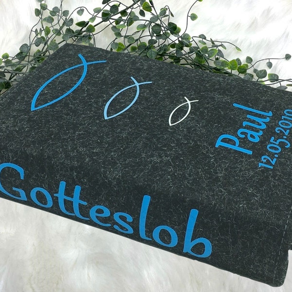 Gotteslobhülle mit Namen Filz | Gesangbuch einband | Gotteslob hülle Kommunion | Personalisiert Geschenkidee Erstkommunion | Mädchen & Junge