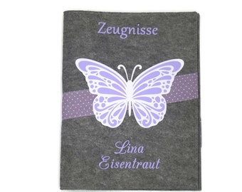 Zeugnismappe mit Namen(A4)incl.zeugniss Hefter Butterfly