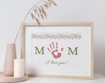 Mom Handprint Craft, I Love You Mom Craft, Printable Handprint Craft Mother's Day Handprint Craft Child Handprint Gift Mother's Day Activity