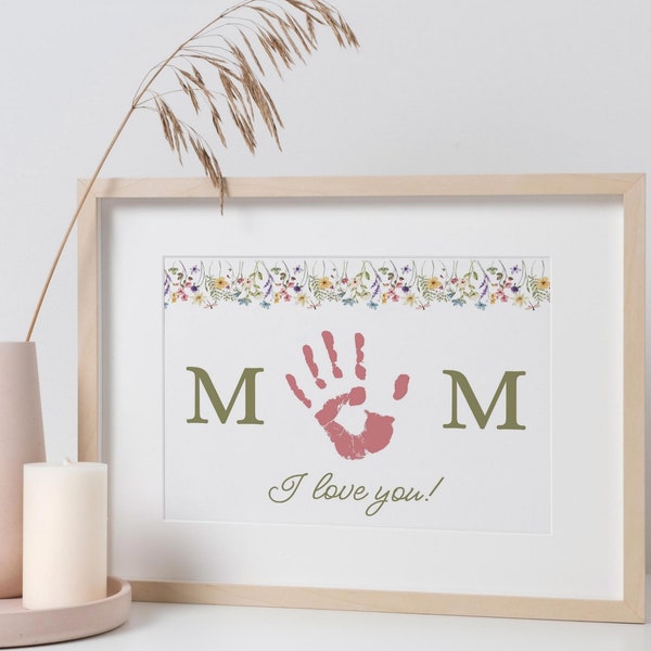 Mom Handprint Craft, I Love You Mom Craft, Printable Handprint Craft Mother's Day Handprint Craft Child Handprint Gift Mother's Day Activity