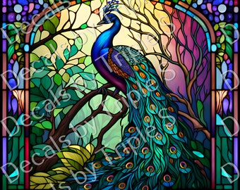 PEACOCK WINDOW ***Clear Cast or White Vinyl Tumbler Wrap
