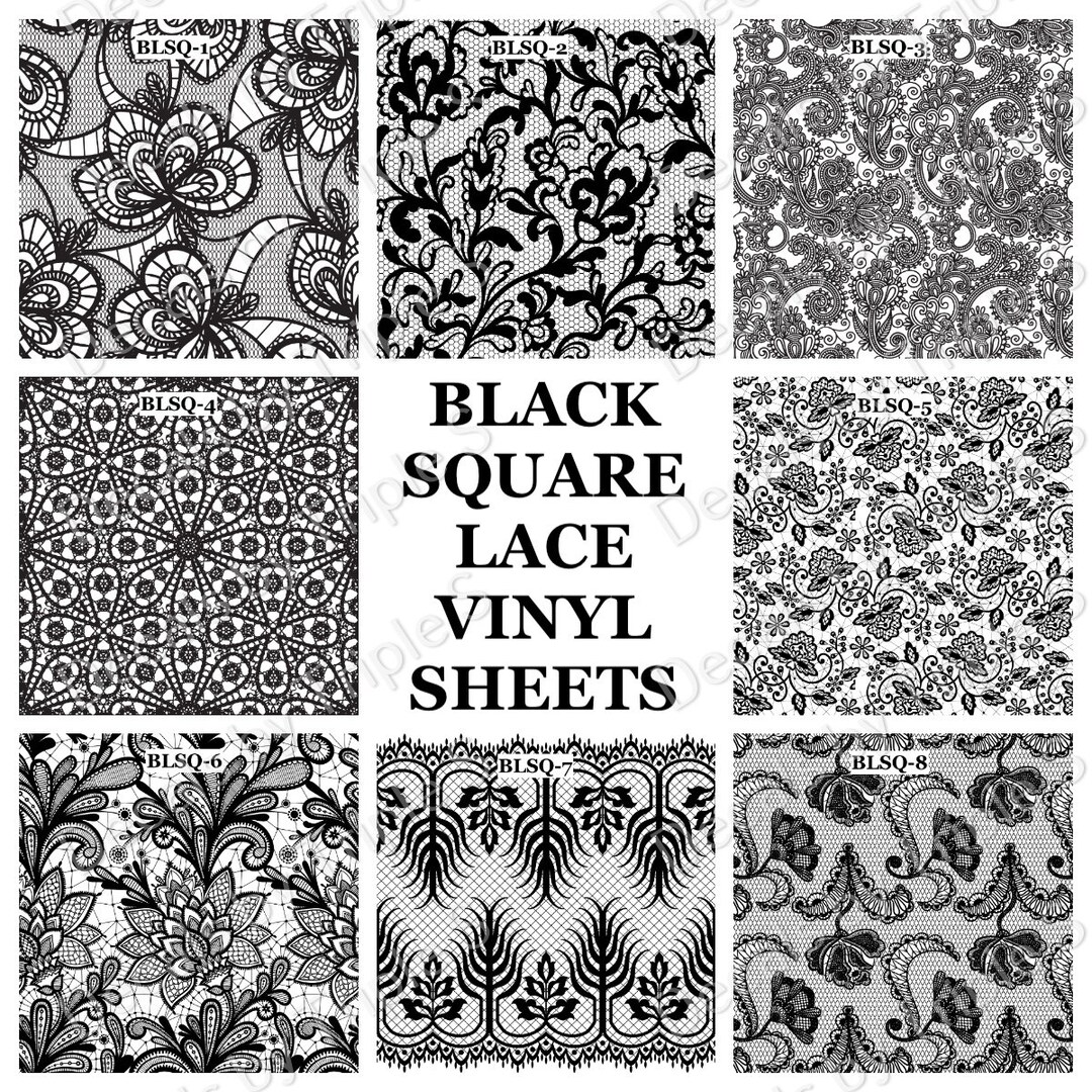 Clear Cast or White Vinyl Sheets BLACK LACE SQUARES Etsy