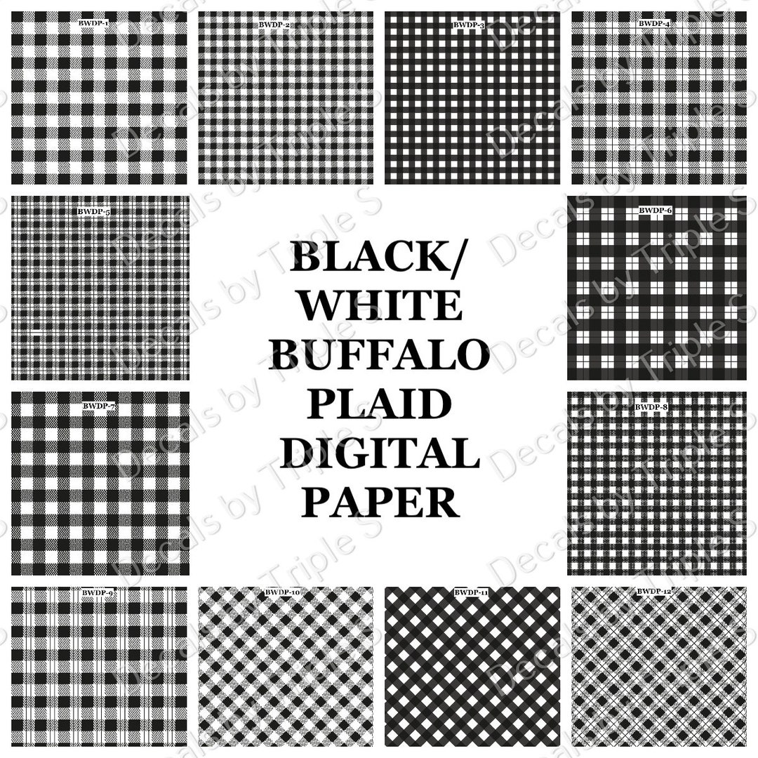 Clear Cast or White Vinyl Sheets black and White Buffalo Plaid Etsy