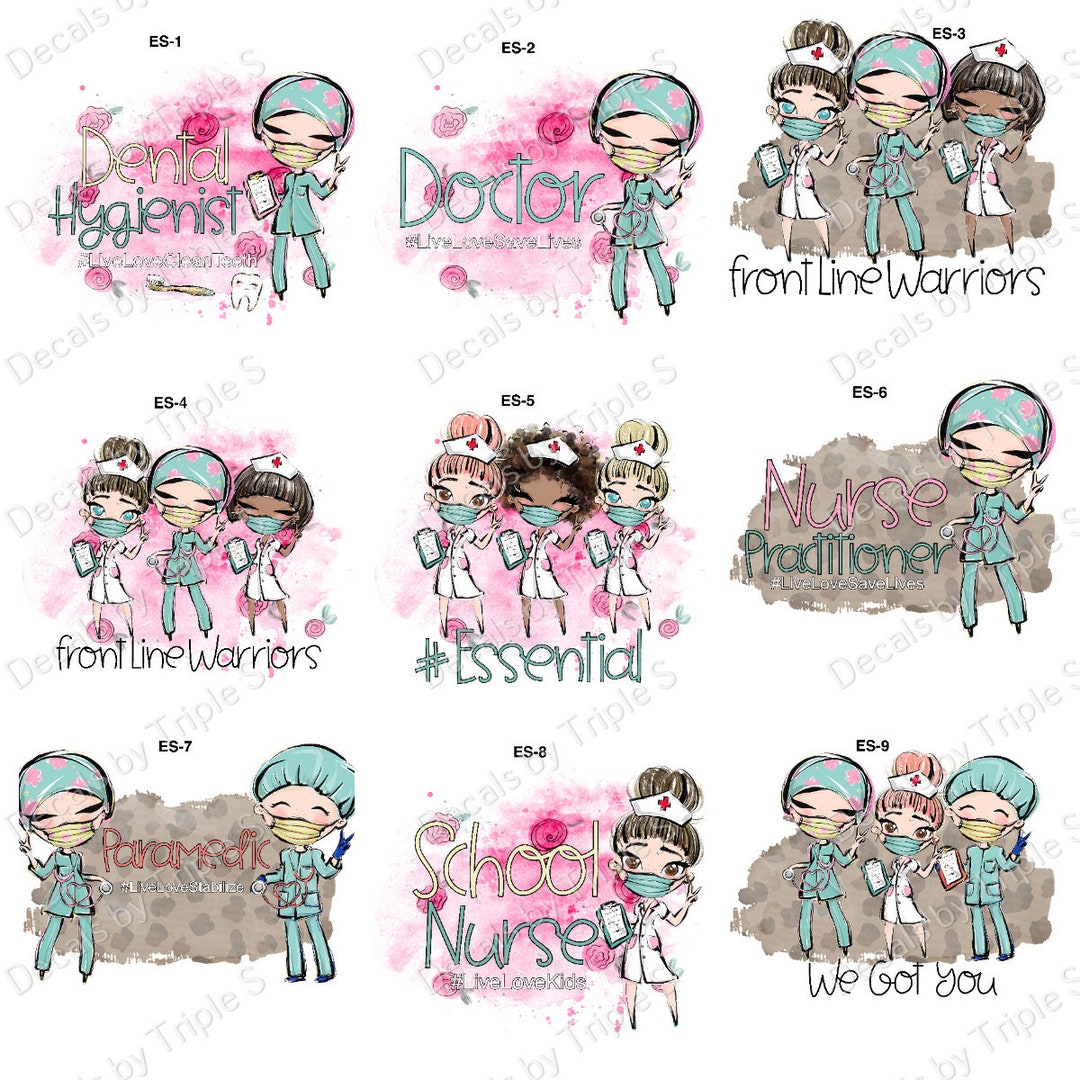 Clear Cast Decals essential Workers Etsy