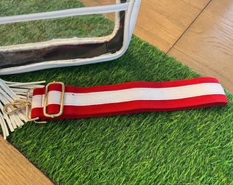 Red and White Purse Strap