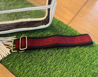 Burgundy and Black Greek Key Purse Strap