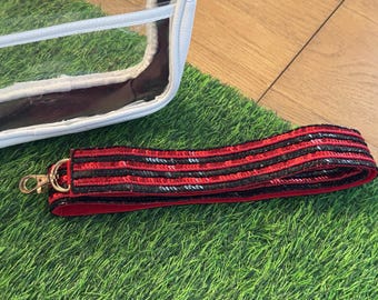 Red and Black Sequin Purse Strap