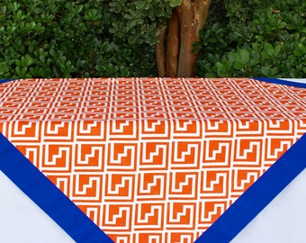 Gameday Tablecloth orange w/custom banding, Tailgating tablecloth