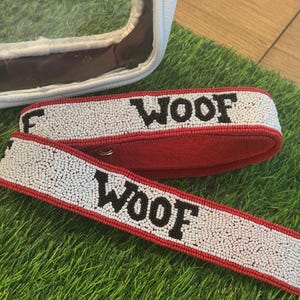 Red, White and Black Woof Beaded Purse Strap