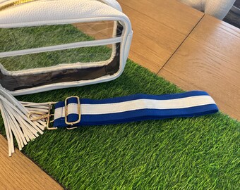 Blue and White Purse Strap