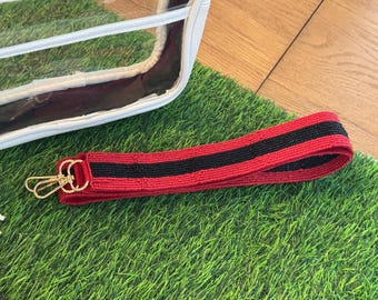 Red and Black Beaded Purse Strap