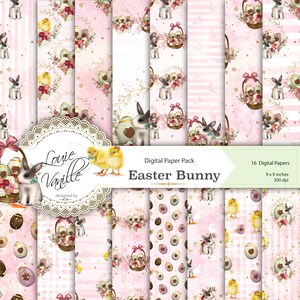 Seamless Easter Bunny Digital Paper: Scrapbook Prints (Digital Download)