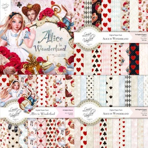 Alice in Wonderland Graphics Bundle, Wonderland Clip art, Fantasy Backgrounds, digital scrapbooking