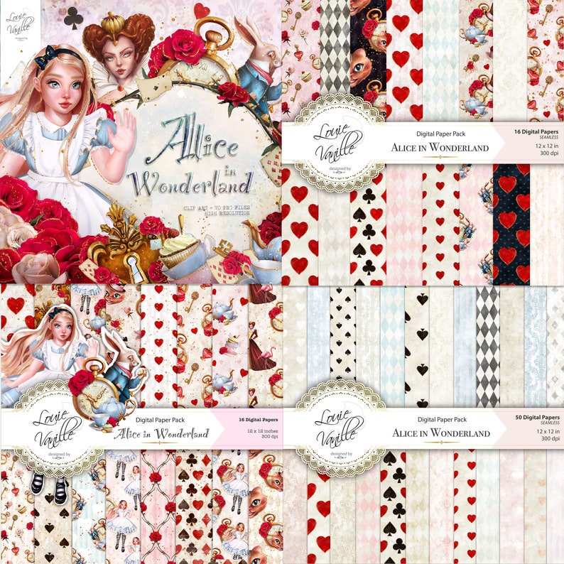Alice in Wonderland Graphics Bundle Wonderland Clip Art Etsy
