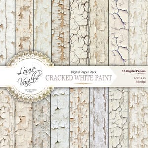 Cracked White Paint Digital Paper Pack, geschälte Papierstruktur, nahtloser, beunruhigter Hintergrund, Shabby Chic, Junk Journal und Scrapbooking