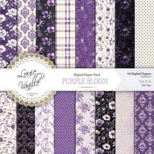Papel digital Purple Bloom, Floral antigo SEM COSTURA, Fundo lilás desgastado, Diário de sucata e Scrapbooking
