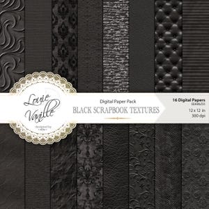 Pacote de papel digital com textura preta vintage, fundo antigo sem emendas desgastado, papel de parede texturizado, diário de sucata e scrapbooking