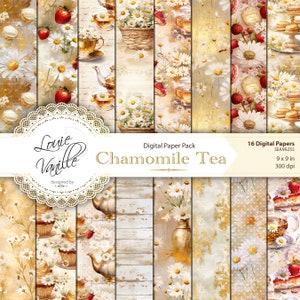 Kamillentee Digital Paper Pack, Vintage SEAMLESS Papier Set, Scrapbooking und Junk Journal Printables