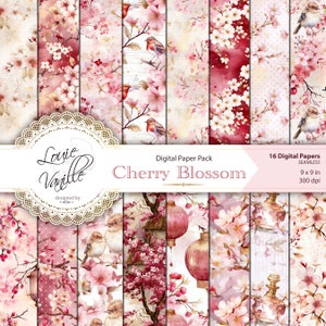 Digitales Papier, Junk Journal Kit, Kirschblüte, Scrapbooking, SEAMLESS Patterns, Junk Journal Printables, Digital Collage, kit