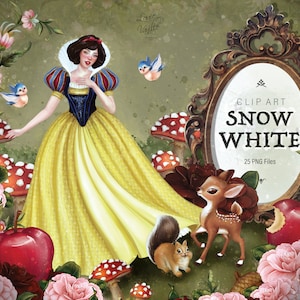 Schneewittchen Clipart, Schneewittchen Planer Sticker, Prinzessin Sticker, Kinderzimmer Illustration, Märchen Planer, Prinzessin Stationary
