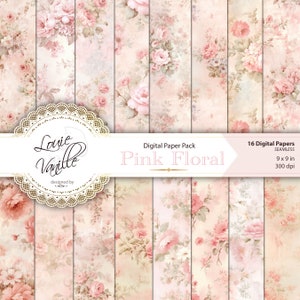 Vintage, Scrapbooking, Pattern Digitale, Carta Digitale SEAMLESS, Floreale Rosa Anticato, Stampabili per Junk Journal, Collage Digitale