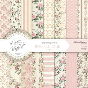 Rosa Rose Cottage Digital Papier, antike Rose SEAMLESS, beunruhigter Hintergrund, Junk Journal und Scrapbooking
