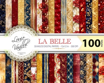 Beauty and the Beast Digital Paper Pack, 100 Seamless Princess Backgrounds, 100 Princess Paper Set, Fantasy Fairytale Scrapbooking