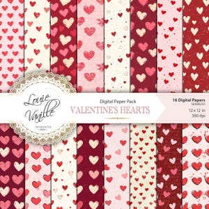 Valentine&#39;s Heart Digital Paper: Seamless Red Love Patterns (Digital Download)