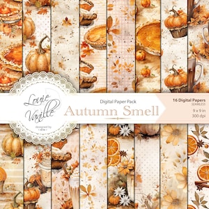 Paquete de papel digital de otoño, juego de papel de fondo de otoño SIN COSTURAS, imprimibles para álbumes de recortes y revistas basura