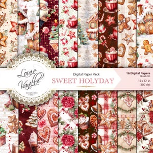 Weihnachten Digitales Papier SEAMLESS, Lebkuchen-Muster, Urlaub Papier, Scrapbooking Lieferungen Journal Printables Digitale Collage