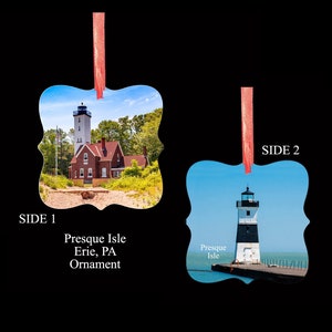 Presque Isle, Erie, PA Christmas Ornament 2 sided image 1