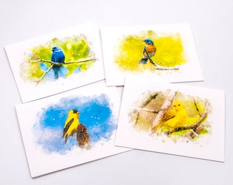 Set of 4 Bird Note Cards