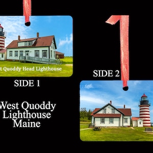 West Quoddy Lighthouse - Maine - Christmas Ornament - 2 sided - Lighthouse Ornament