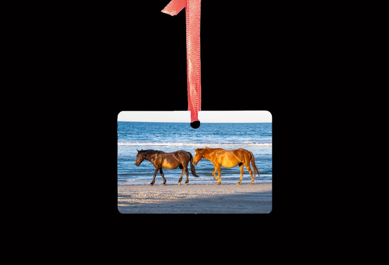 Outer Banks Christmas Ornament 2 sided Corolla, North Carolina Wild Horses image 3