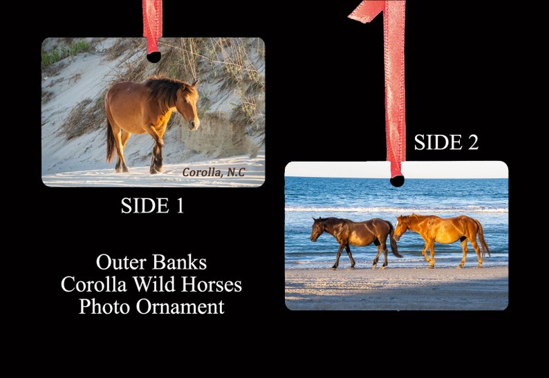 Outer Banks Christmas Ornament 2 sided Corolla, North Carolina Wild Horses image 1
