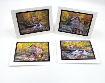 Set of 4 Note Cards featuring Glade Creek Grist Mill, Babcock State Park WV
