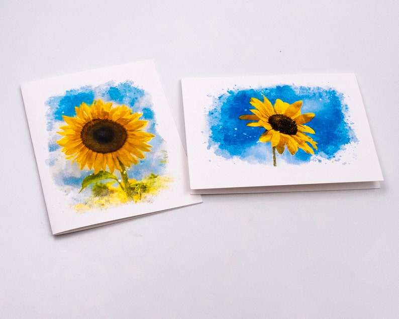 Set of 6 Sunflower Note Cards - Etsy