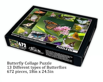 Butterflies Collage Puzzle - 672 pièces - Jigsaw Puzzle - Cadeau Nature