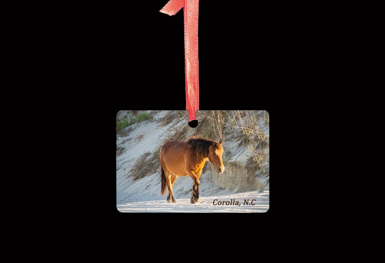Outer Banks Christmas Ornament 2 sided Corolla, North Carolina Wild Horses image 2