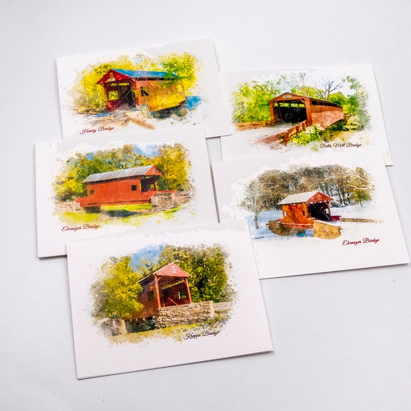 Covered Bridge Cards Etsy