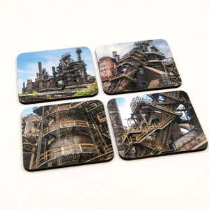 Set of 4 Bethlehem Steel/Industrial Hardboard Coasters image 1