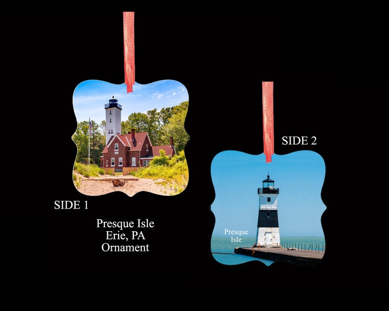 Presque Isle, Erie, PA Christmas Ornament 2 sided image 1